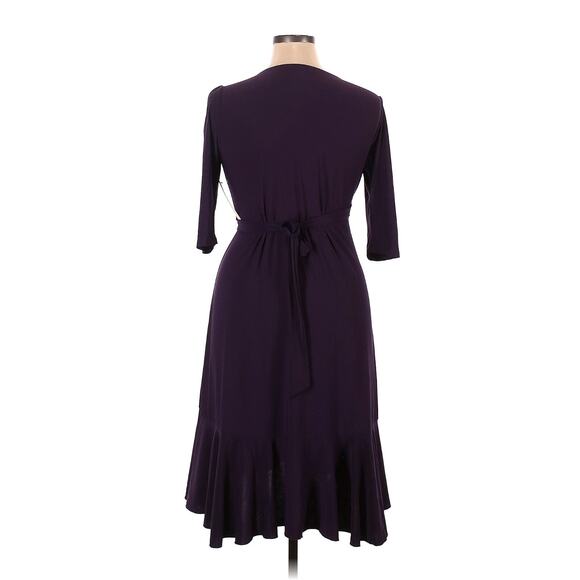 Kiyonna Dress Whimsy Style True Wrap Size 2X Purple Ruffle Hem Feminine Slimming - Picture 6 of 10